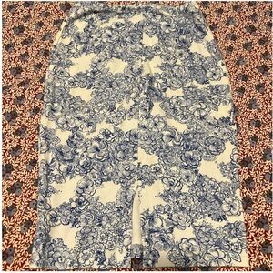 American Apparel Blue Midi Pencil Skirt with Slit